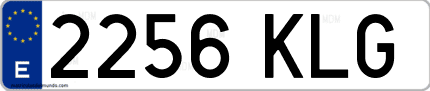 Ejemplo de matrícula de coche ordinaria 2256 KLG