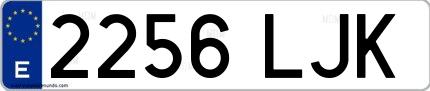 Ejemplo de matrícula española 2256 LJK