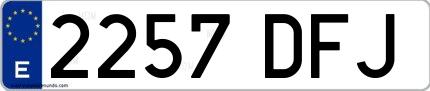 Ejemplo de matrícula española 2257 DFJ