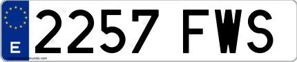 Ejemplo de matrícula española 2257 FWS