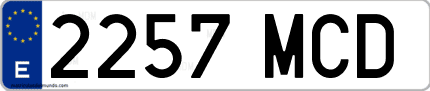 Ejemplo de matrícula de coche ordinaria 2257 MCD