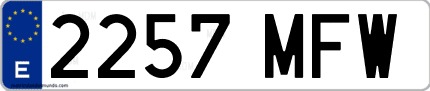 Ejemplo de matrícula de coche ordinaria 2257 MFW