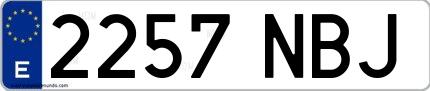 Ejemplo de matrícula española 2257 NBJ