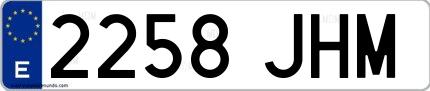 Ejemplo de matrícula española 2258 JHM