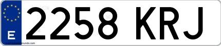 Ejemplo de matrícula española 2258 KRJ