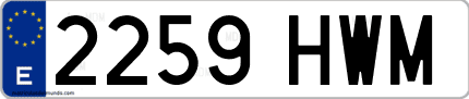 Ejemplo de matrícula de coche ordinaria 2259 HWM
