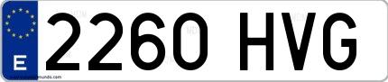Ejemplo de matrícula española 2260 HVG