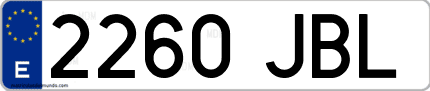 Ejemplo de matrícula de coche ordinaria 2260 JBL