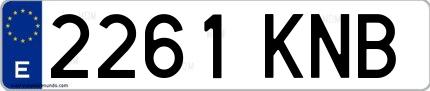 Ejemplo de matrícula española 2261 KNB