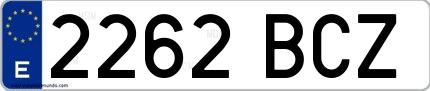 Ejemplo de matrícula española 2262 BCZ