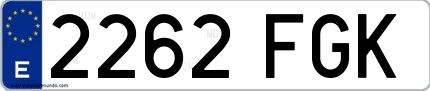Ejemplo de matrícula española 2262 FGK