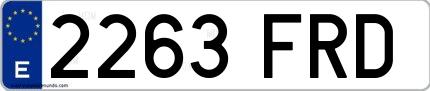 Ejemplo de matrícula española 2263 FRD