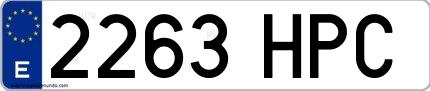 Ejemplo de matrícula española 2263 HPC