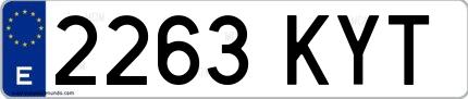 Ejemplo de matrícula española 2263 KYT