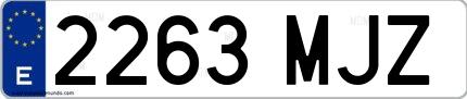 Ejemplo de matrícula de coche ordinaria 2263 MJZ