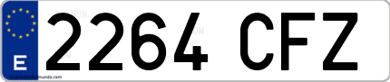 Ejemplo de matrícula de coche ordinaria 2264 CFZ