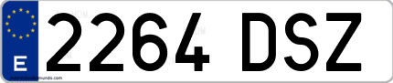 Ejemplo de matrícula de coche ordinaria 2264 DSZ