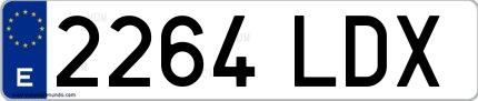 Ejemplo de matrícula de coche ordinaria 2264 LDX