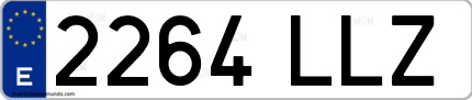Ejemplo de matrícula de coche ordinaria 2264 LLZ