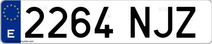 Ejemplo de matrícula española 2264 NJZ