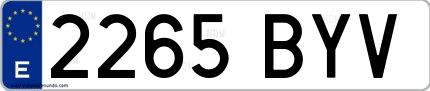 Ejemplo de matrícula española 2265 BYV