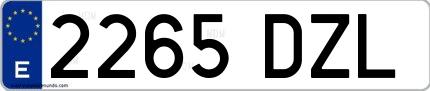 Ejemplo de matrícula española 2265 DZL