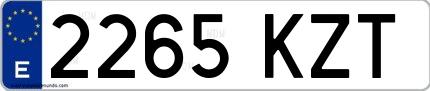 Ejemplo de matrícula española 2265 KZT