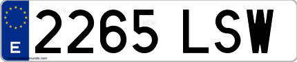 Ejemplo de matrícula de coche ordinaria 2265 LSW