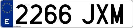 Ejemplo de matrícula española 2266 JXM