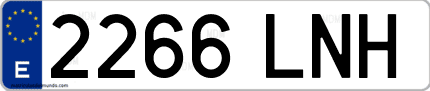 Ejemplo de matrícula de coche ordinaria 2266 LNH