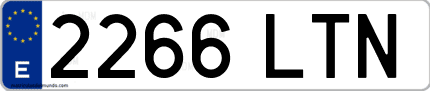 Ejemplo de matrícula de coche ordinaria 2266 LTN