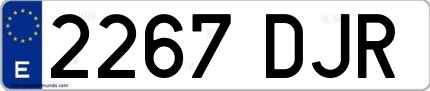 Ejemplo de matrícula española 2267 DJR