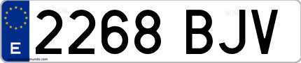 Ejemplo de matrícula de coche ordinaria 2268 BJV