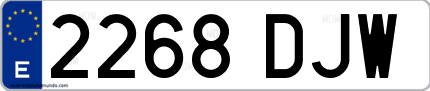 Ejemplo de matrícula de coche ordinaria 2268 DJW