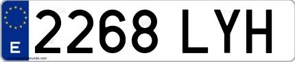 Ejemplo de matrícula española 2268 LYH
