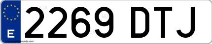 Ejemplo de matrícula de coche ordinaria 2269 DTJ