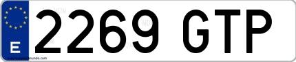 Ejemplo de matrícula española 2269 GTP