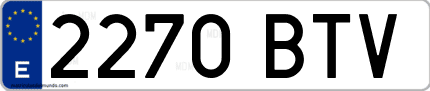 Ejemplo de matrícula de coche ordinaria 2270 BTV