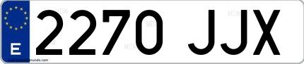 Ejemplo de matrícula española 2270 JJX