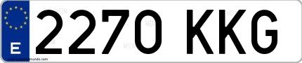 Ejemplo de matrícula española 2270 KKG