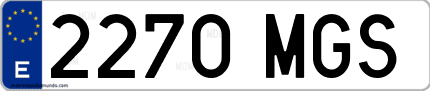 Ejemplo de matrícula de coche ordinaria 2270 MGS