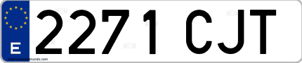 Ejemplo de matrícula de coche ordinaria 2271 CJT