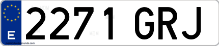 Ejemplo de matrícula de coche ordinaria 2271 GRJ