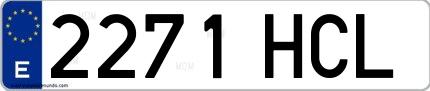 Ejemplo de matrícula española 2271 HCL