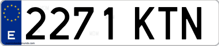 Ejemplo de matrícula de coche ordinaria 2271 KTN