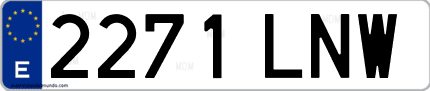 Ejemplo de matrícula de coche ordinaria 2271 LNW