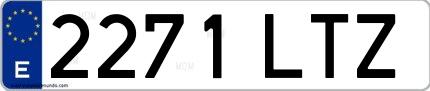 Ejemplo de matrícula española 2271 LTZ