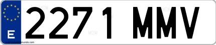 Ejemplo de matrícula española 2271 MMV