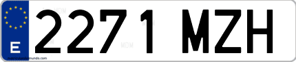 Ejemplo de matrícula de coche ordinaria 2271 MZH