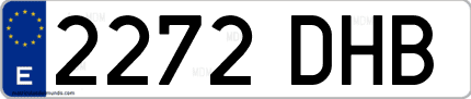 Ejemplo de matrícula de coche ordinaria 2272 DHB